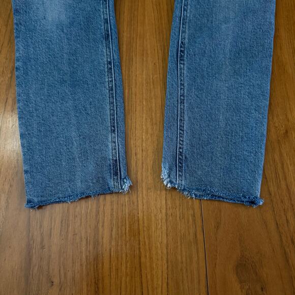 AGOLDE Jeans Size 26 Nico High Rise Button Fly Fray Raw Hem Light Wash Stretch - Picture 9 of 16